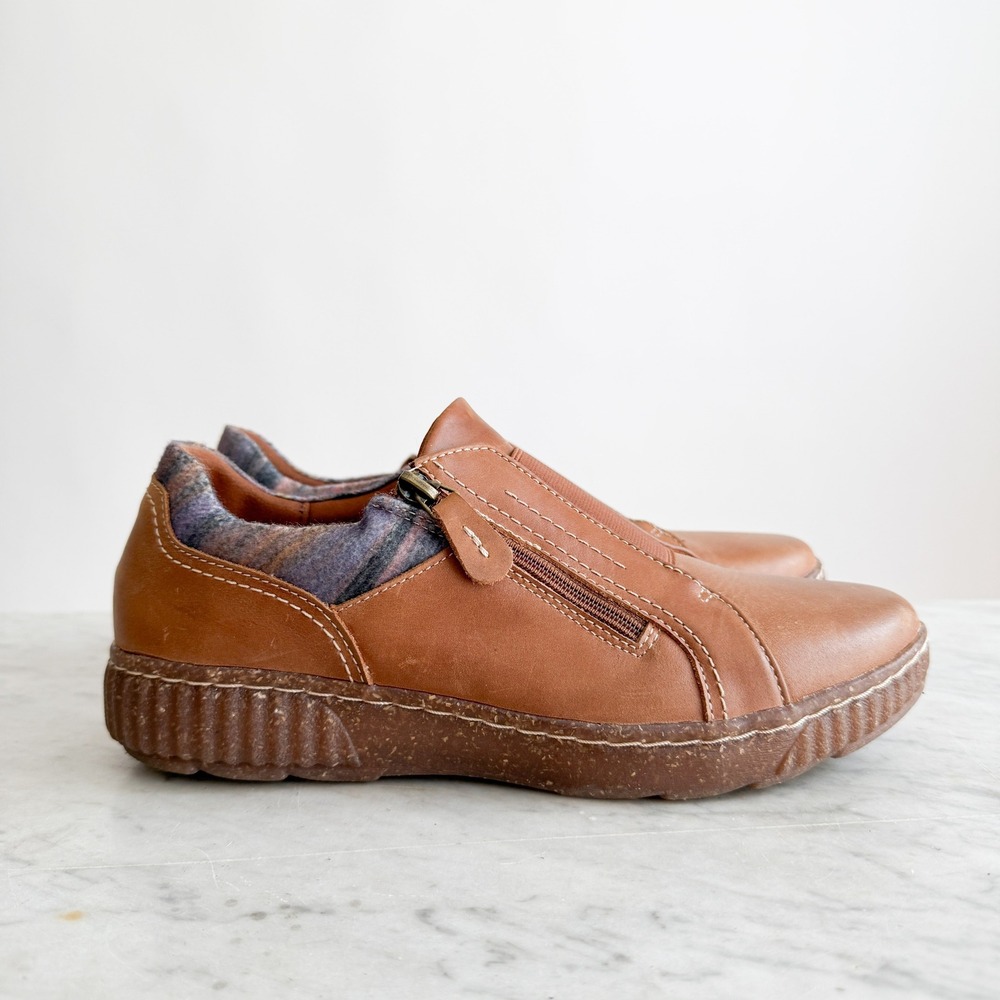 Clarks Caroline Cove brown tan zip oxford shoes size 9